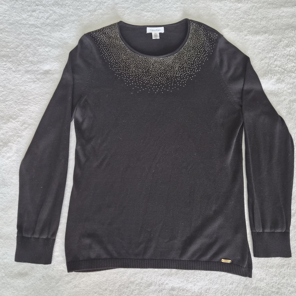 Calvin Klein Collection Black Blouse with Gold Accents